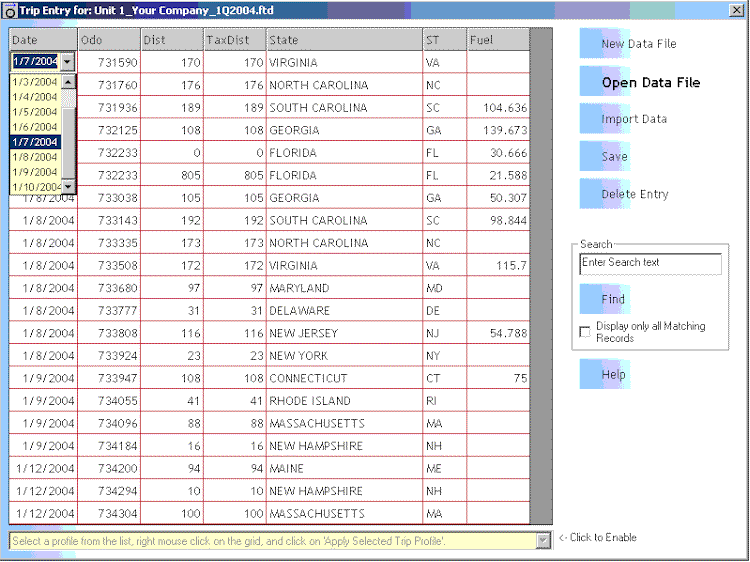 Spinnaker Fuel Tax Program for Excel 97 Screenshot